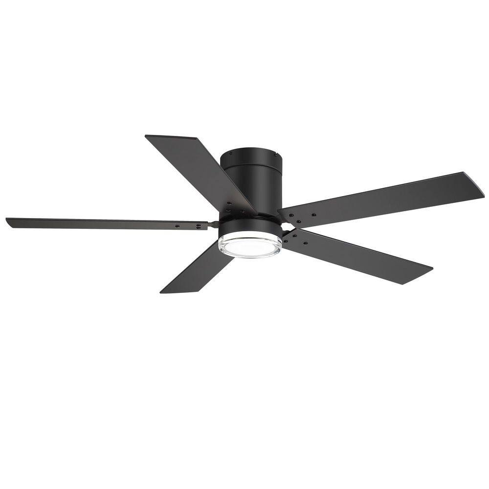 Propeller 52 in. Indoor Standard Black Flush Ceiling Fan with Integrated LED Light, 5-Black Blades and Remote Included price history on PriceWatchPro