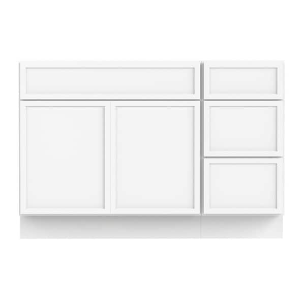 51 in. W x 21 in. D x 32.5 in. H Bath Vanity Cabinet without Top in White