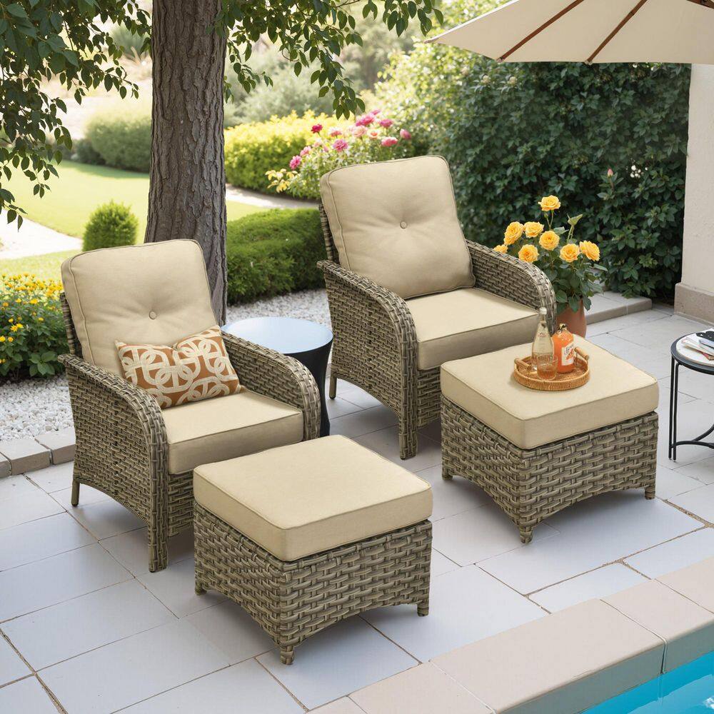 Bluebell 4-Pieces Wicker Patio Conversation Seating Sofa Set with Beige Cushions price history on PriceWatchPro