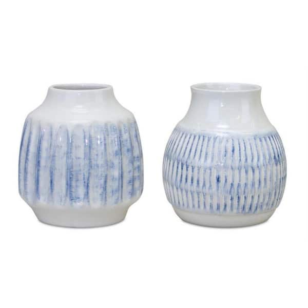 5.5 in. Multi-Colored Ceramic Round Decorative Vase