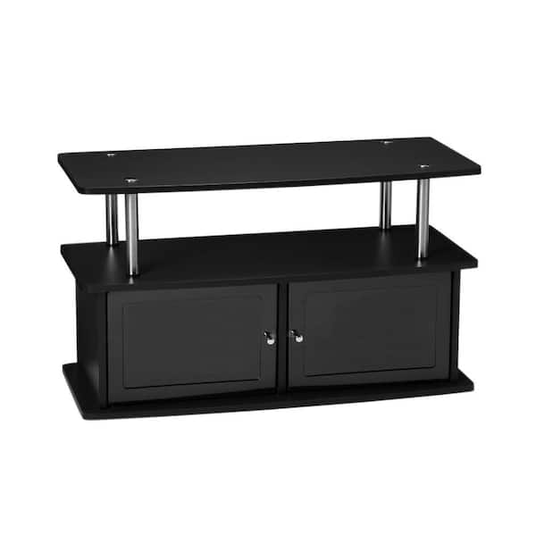 Convenience Concepts 36 in. Black Particle Board TV Stand 36 in. with Doors