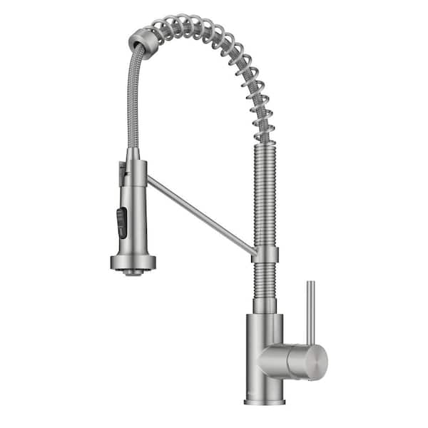 Bolden Single Handle 18-Inch Commercial Kitchen Faucet with Dual Function Pull Down Sprayhead in Stainless Steel