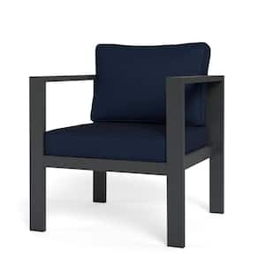 Lakeview Modern Aluminum Outdoor Lounge Chair with Weather-Resistant Navy Cushions (Patio Furniture Piece)