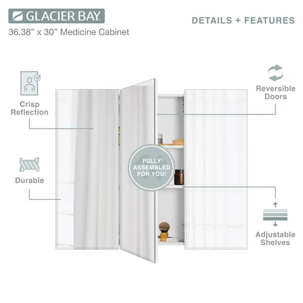 Glacier Bay 36.4 in. W x 30.2 in. H Rectangular Medicine Glacier Bay 36.4 in. W x 30.2 in. H Rectangular Medicine