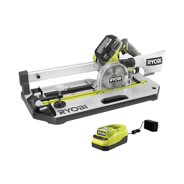 RYOBI ONE+ 18V Cordless 5-1/2 in. Flooring Saw Kit with Blade, 4.0 Ah Battery, and Charger