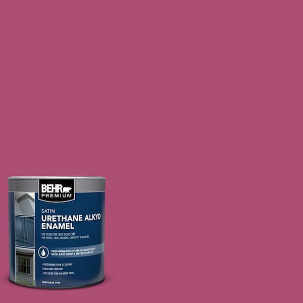 BEHR PREMIUM 1 qt. #100B-7 Hot Pink Satin Enamel Urethane Alkyd Interior/Exterior Paint