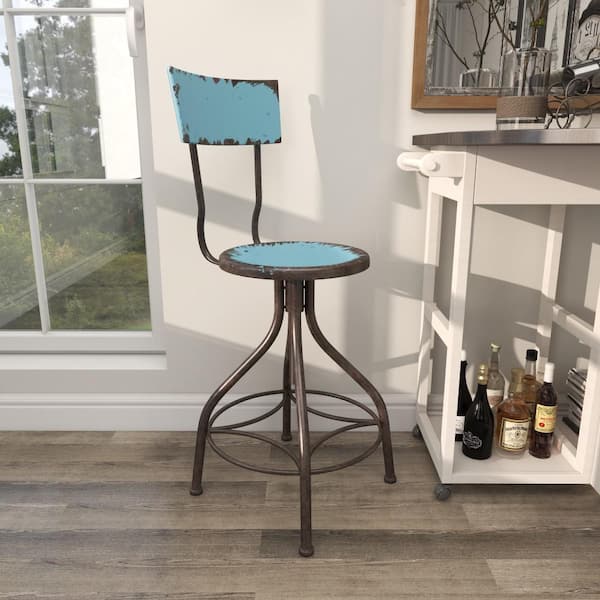 Teal metal bar discount stools with backs