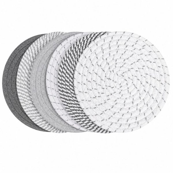 10 in. Cotton Heat-Resistant Trivets for Hot Pots and Pans, Boho Farmhouse Style Kitchen Hot Pads (Set of 6)