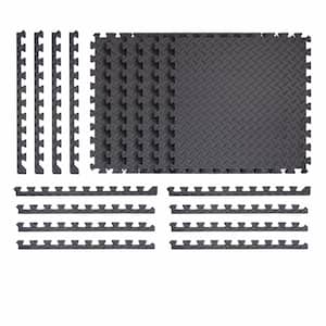 Gray 24 in. x 24 in. x 0.47 in. Foam Interlocking Floor Mat (6-Pack)