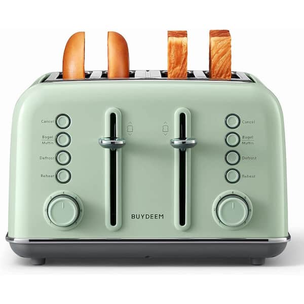 DT640 4-Slice Toaster, Extra Wide Slots with High Lift Lever, Removal Crumb Tray, 7-Shade Settings, Cozy Greenish