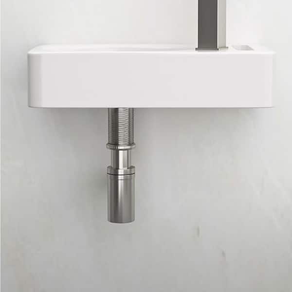 15.75 in. x 8.69 in. Wall-Mounted Rectangular Bathroom Sink in White Ceramic