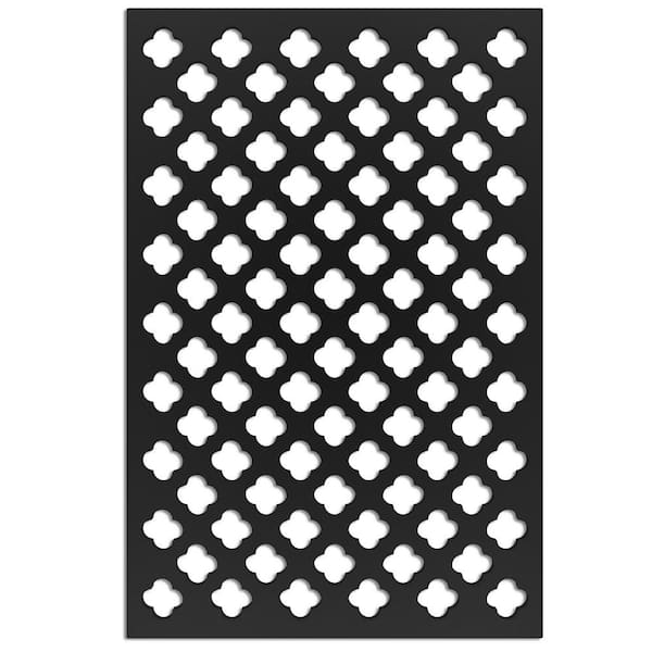 Acurio Latticeworks Clover 4 ft. x 32 in. Black Vinyl Decorative Screen Panel