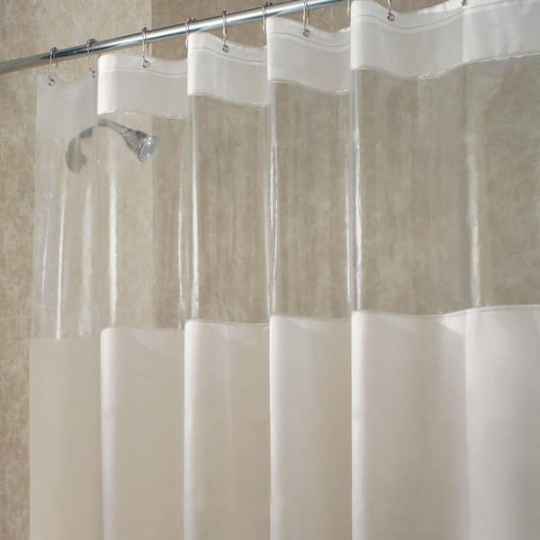 Interdesign Hitch Long Shower Curtain In Clear 27580 The Home Depot Interdesign Hitch Long Shower, Shower Curtain Length