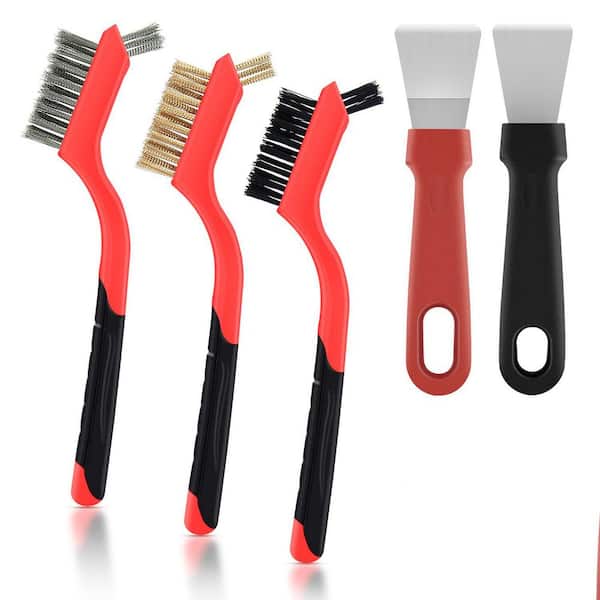 KIWDZFU 5 Pack Small Stainless Steel Brass Nylon Wire Brush Set for Cleaning Rust Welding Slag and Various Dirt Paint