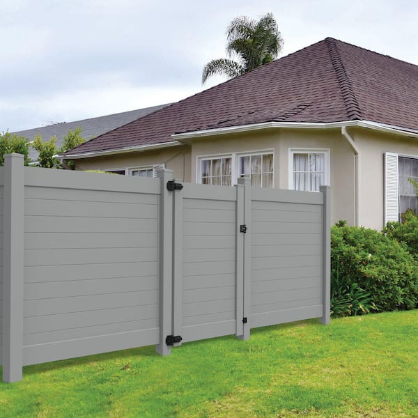 Horizontal 6 ft. H x 6 ft. W Gray Privacy Vinyl Fence Panel (Unassembled)