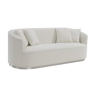Odette 33 in. Slope Arm Linen Rectangle Sofa in. Beige Chenille
