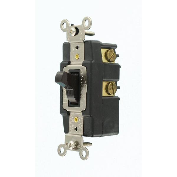 30 Amp Industrial Grade Heavy Duty Double-Pole Double-Throw Center-Off Maintained Contact Toggle Switch, Brown