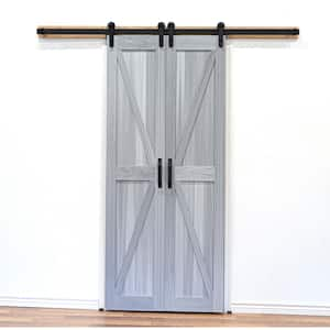 36 in. x 84 in. Board and Batten Composite PVC Silver Fox Split Sliding Barn Door with Hardware Kit