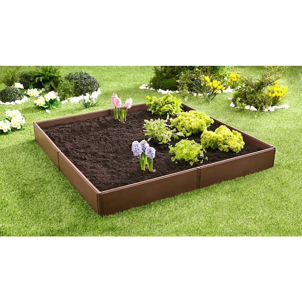 Emsco Bloomers Series 3.8 ft. x 3.8 ft. Brown Resin Raised Garden Bed