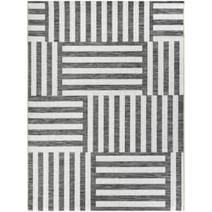 Addison Charcoal 5 ft. 3 in. x 7 ft. Stripe Indoor/Outdoor Area Rug