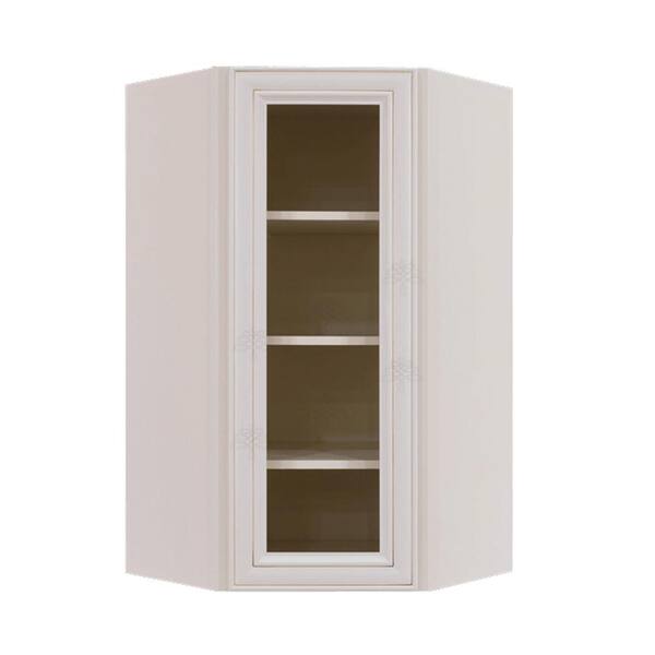 LIFEART CABINETRY Princeton Assembled 24 in. x 42 in. x 15 in. Wall Diagonal Mullion Door Cabinet with 2 Doors in Creamy White