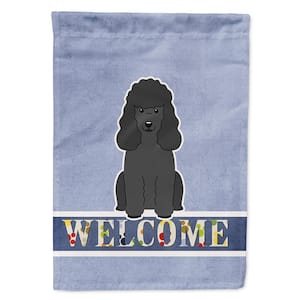 11 in. x 15-1/2 in. Polyester Poodle Black Welcome 2-Sided 2-Ply Garden Flag