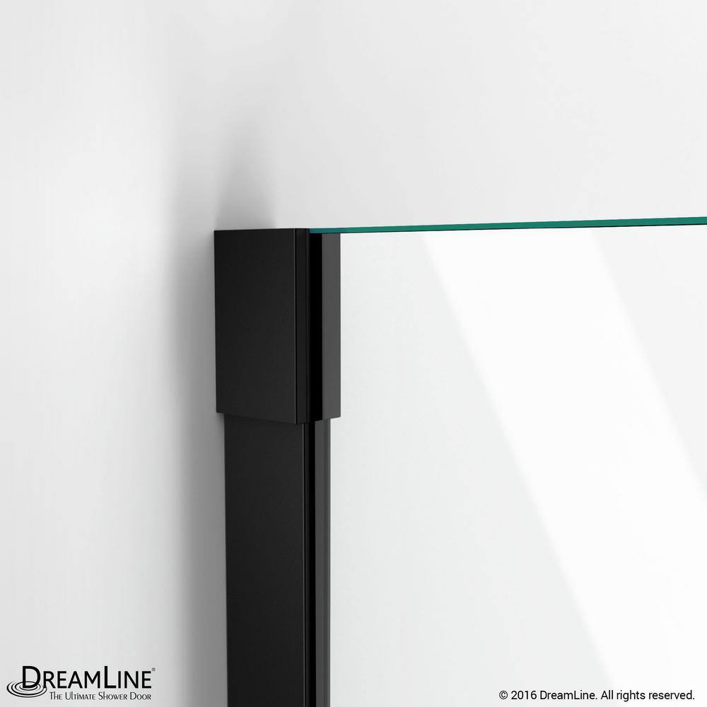 Matte Black Frameless Hinged Shower Door with Clear Glass