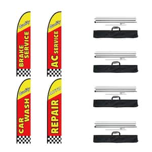 Advertising Feather Flag Kit, 16.3 ft., Aluminum Alloy Flagpole, Fiberglass, 4 Flags, 4 Poles, 4 Ground Stakes