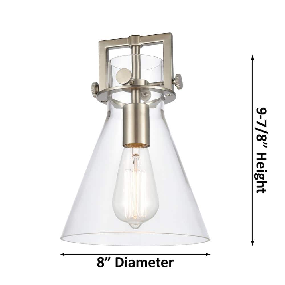 Newton Cone 8" Brushed Brass Glass Pendant Light