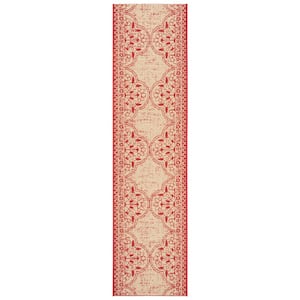 Beach House Red/Cream 2 ft. x 8 ft. Floral Indoor/Outdoor Patio  Runner Rug