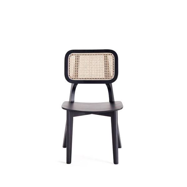 Manhattan Comfort Versailles Black and Natural Cane Square