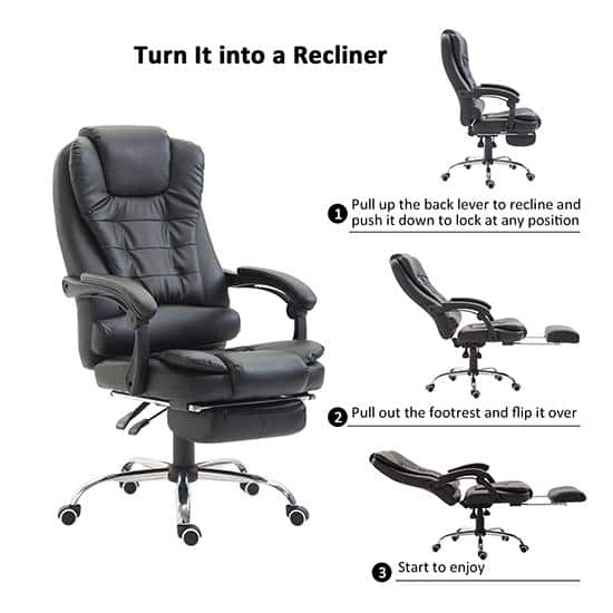 Black PU Leather High Back Ergonomic Executive Swivel Chair
