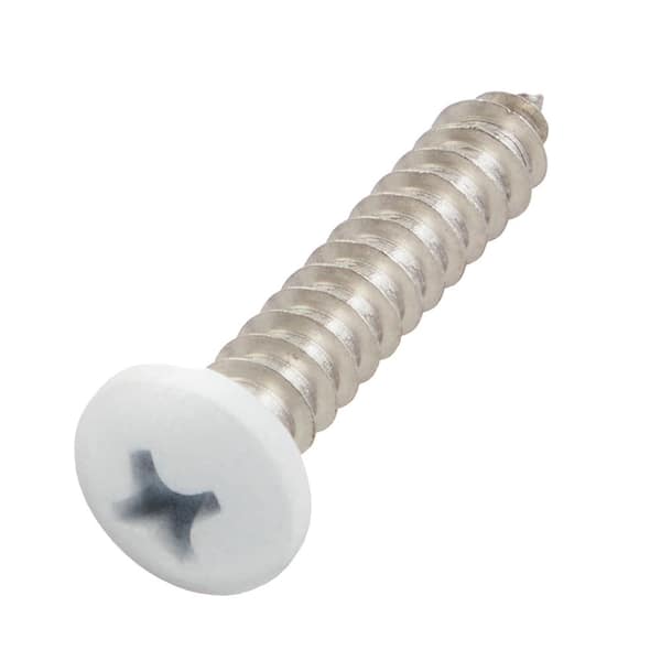 #10 x 1 in. White Stainless Steel Phillips Pan Head Standard Sheet Metal Screw (10-Pack)