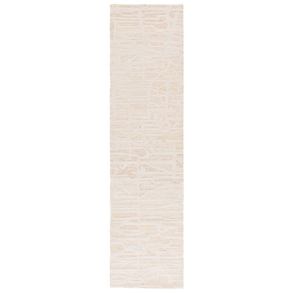 Ebony 2 ft. x 9 ft. Gold/Ivory Contemporary Linear Abstract Runner Rug