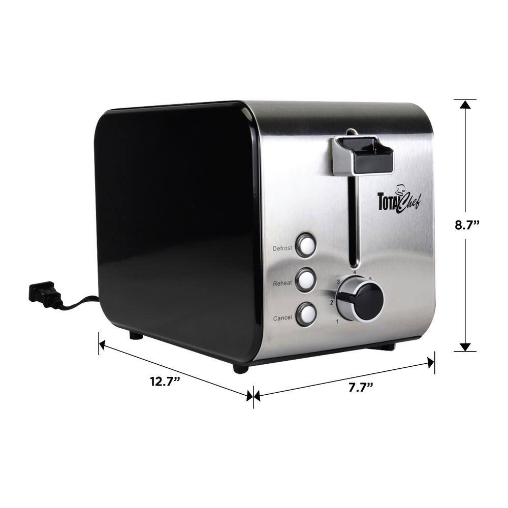 Compact Stainless Steel 2-Slice Toaster with Wide Slot and Crumb Tray