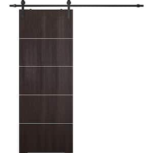 Optima 4H 18 in. x 96 in. Manufactured Wood Veralinga Oak Solid Composite Core Sliding Barn Door with Hardware Kit