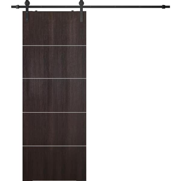 Belldinni Optima 4H 18 in. x 80 in. Manufactured Wood Veralinga Oak Solid Composite Core Sliding Barn Door with Hardware Kit