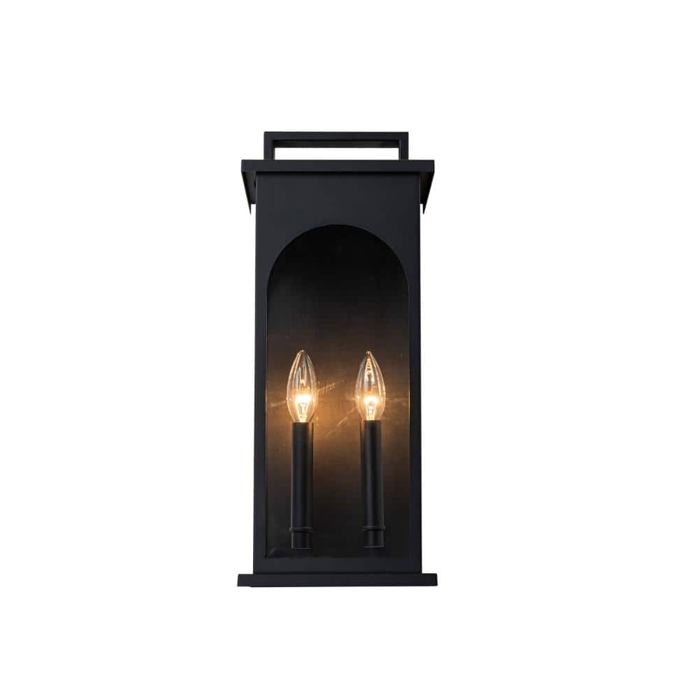 2-Light H19” Outdoor Wall Lantern Large Black Exterior Wall Light with Clear Tempered Glass and Dusk to Dawn Sensor price history on PriceWatchPro