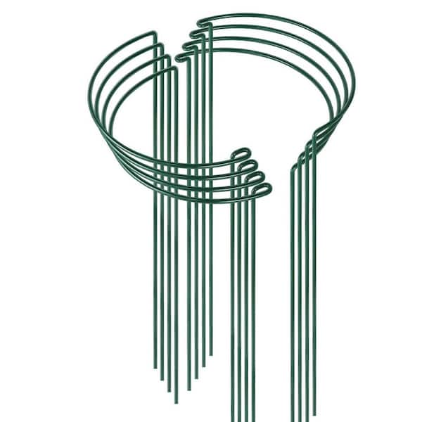 Primehome Plant Support Stakes Half Round Metal Garden Plant Stake Peony Support Cage 8-Pack 24 in.