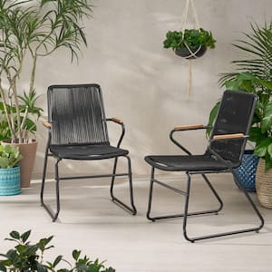 Moonstone Black Metal Outdoor Patio Lounge Chairs (2-Pack)