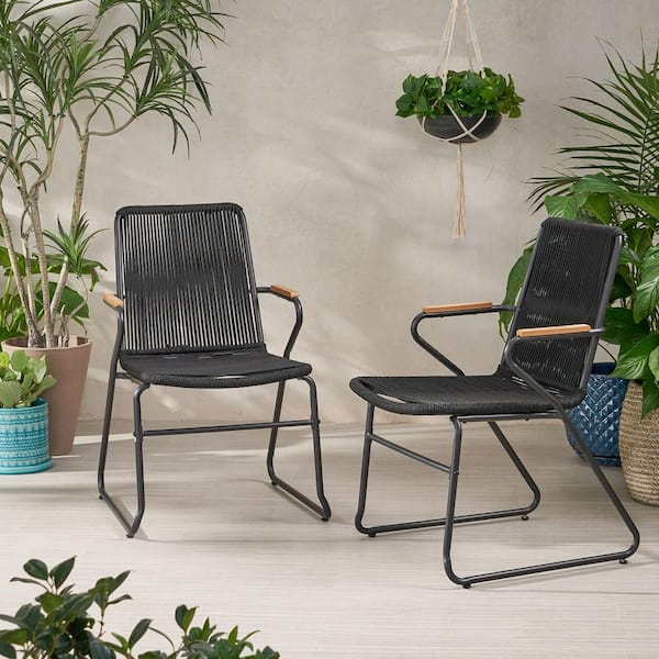 Moonstone Modern Outdoor Rope Weave Chat Set with Side Table by