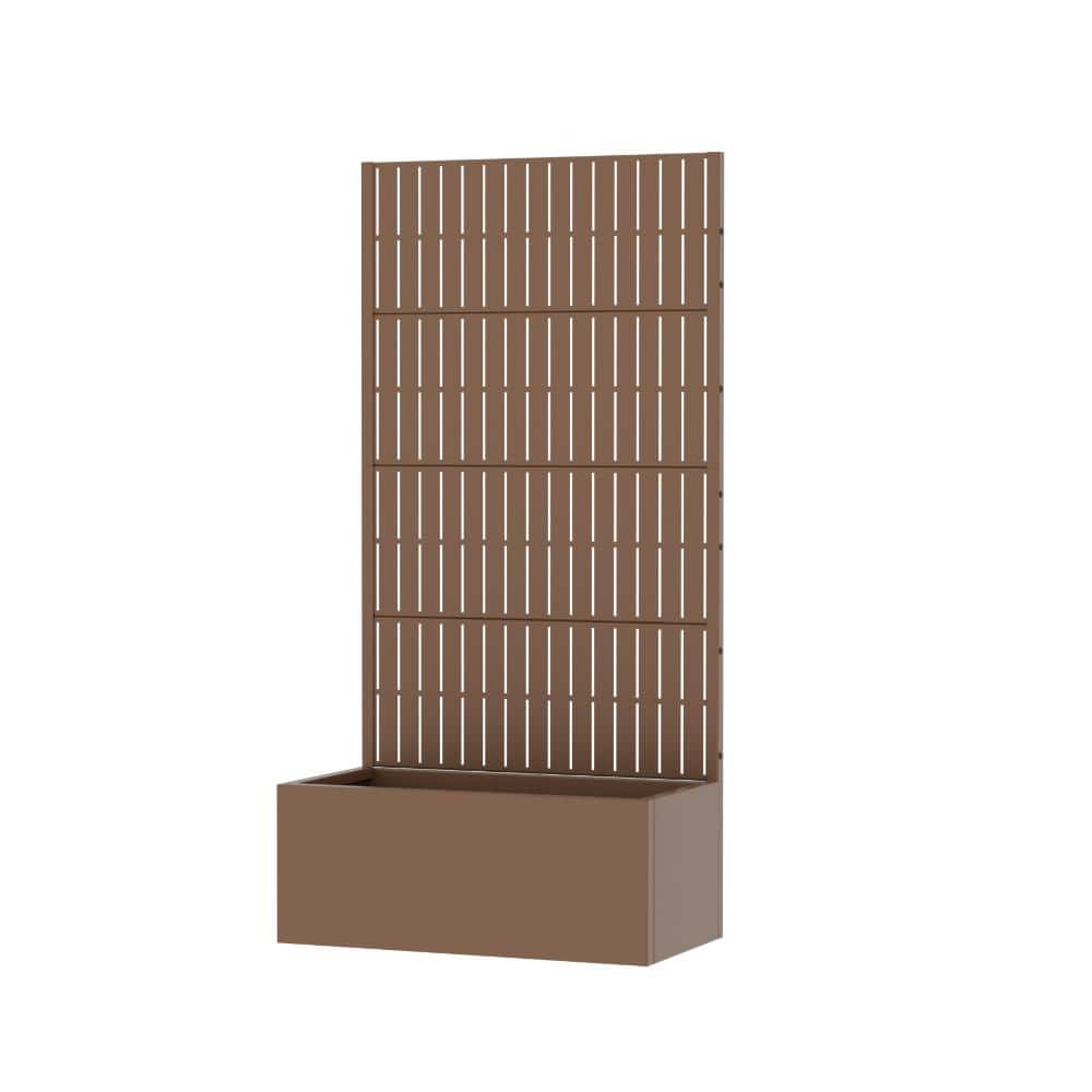 59 in. H x 30 in. W Rectangular Brown Outdoor Metal Privacy Screen Planter Box Wall Decor price history on PriceWatchPro
