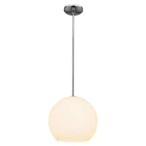 Nitrogen 1-Light Brushed Steel Shaded Pendant Light with Glass Shade