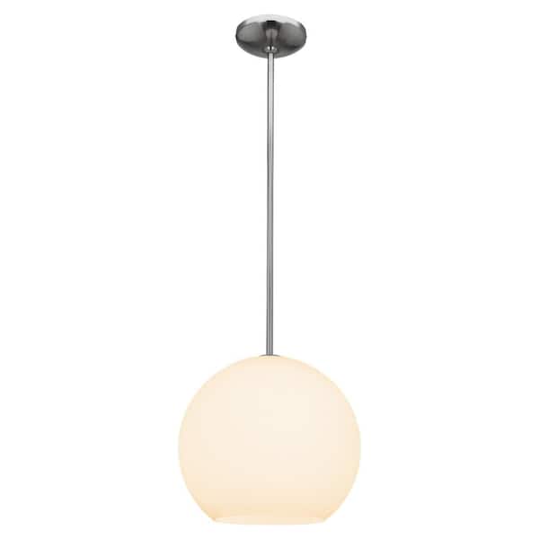 Access Lighting Nitrogen 1-Light Brushed Steel Shaded Pendant Light with Glass Shade