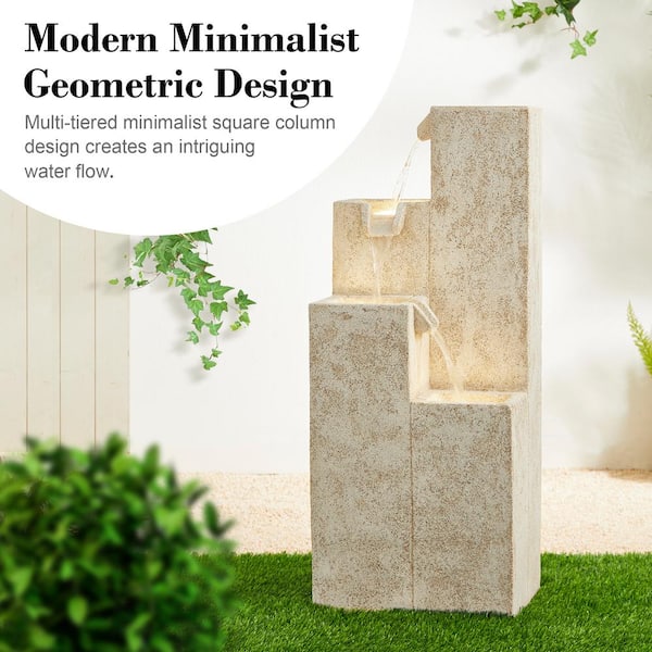 Glitzhome 34.00 in. H Mid-Century Modern 4 Tiered Faux