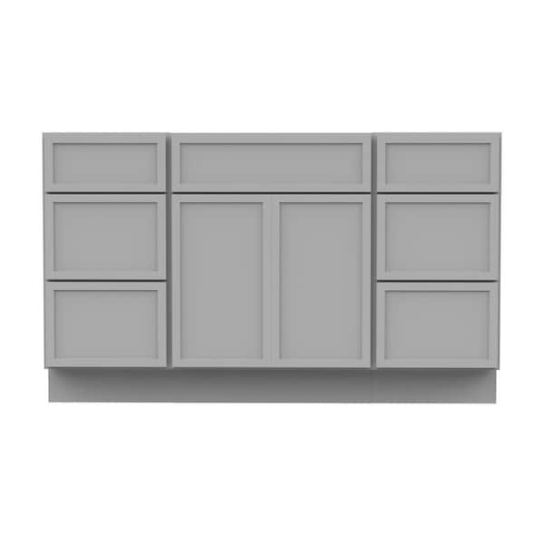 54 in. W x 21 in. D x 32.5 in. H Bath Vanity Cabinet without Top in Gray (Unassembled)
