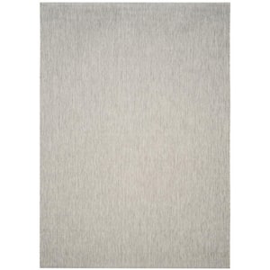 Courtyard Gray 8 ft. x 10 ft. Ikat Solid Color Indoor/Outdoor Area Rug