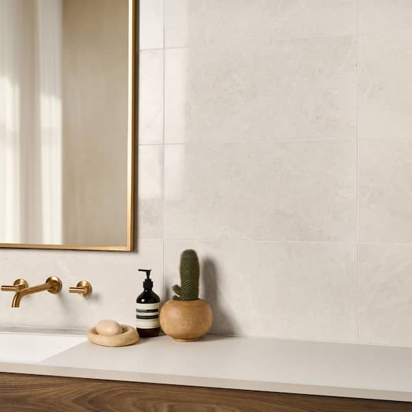 Vanilla Warm White 12 in. x 24 in. Polished Marble Floor and Wall Tile (8 sq. ft. / Case)