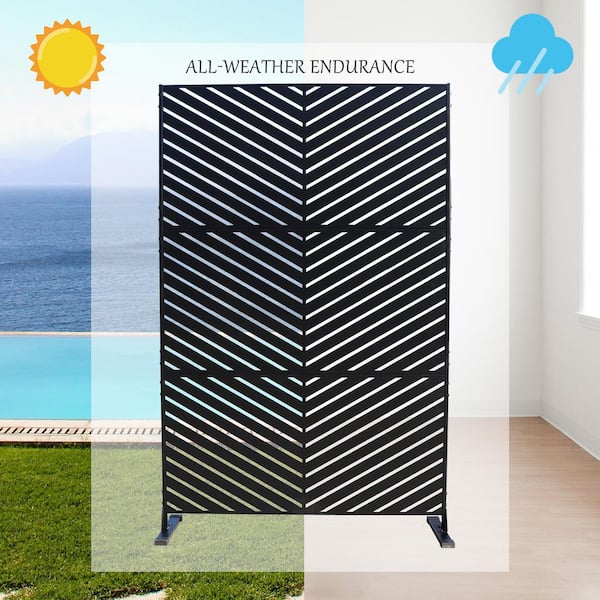 KOZYARD Powder Coated Galvanized Steel Privacy Screen 74 in. H x