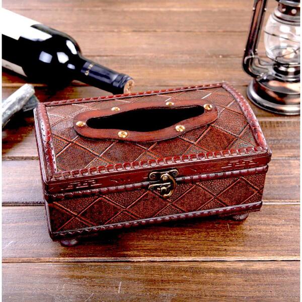 Vintiquewise 10.5 in. W x 6 in. D x 4.5 in. H Wood Antique Style Tissue Box